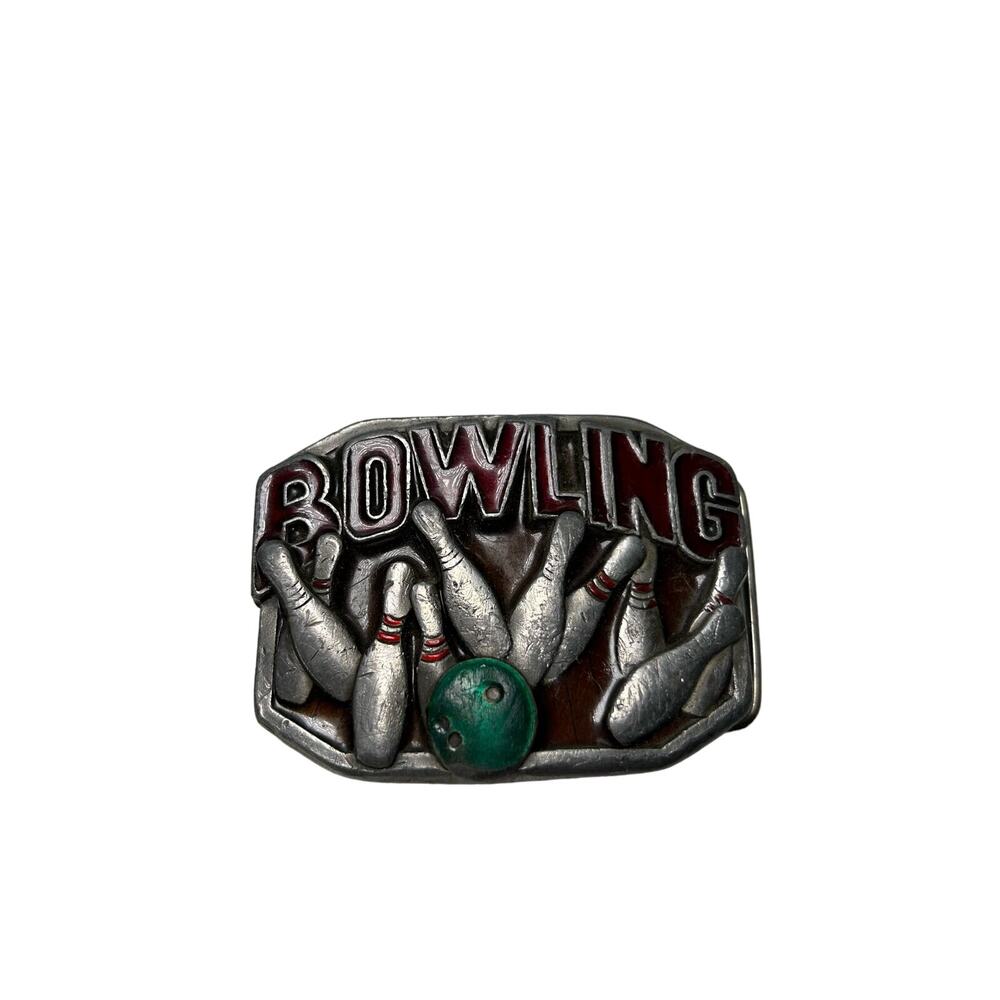 Vintage Buckles Of America BA-229 "Bowling" Solid Pewter with Color